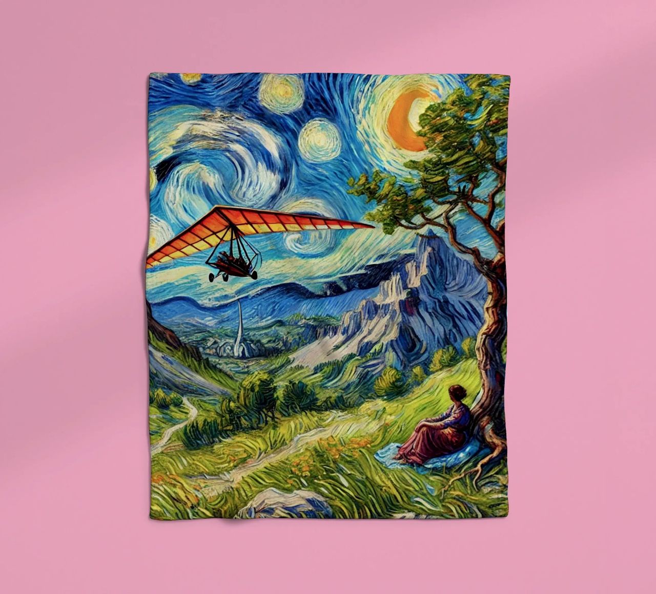 Valley Paraglide Fever coperta in pile da Vintage Van Gogh