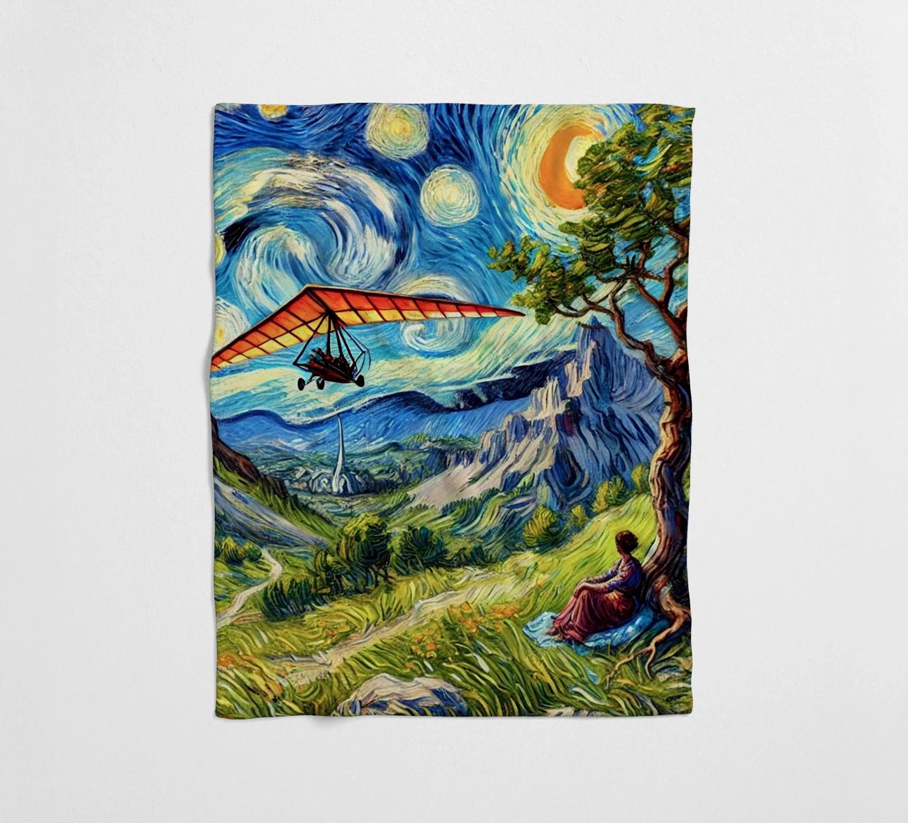 Valley Paraglide Fever coperta in pile da Vintage Van Gogh