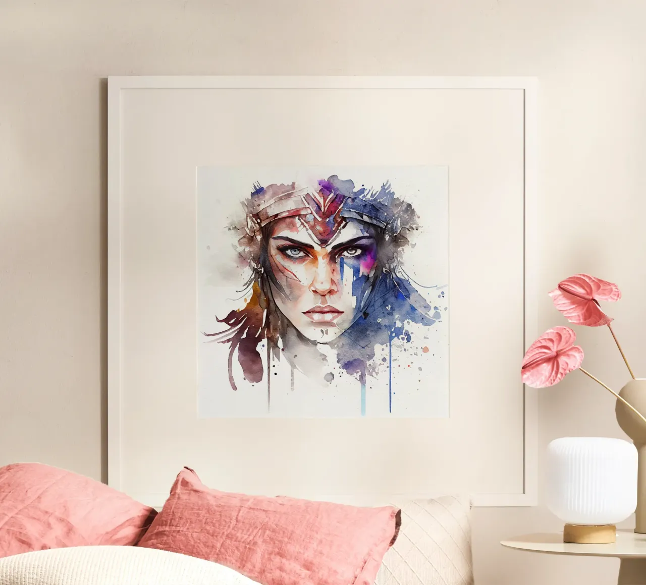 Acquerello Donna guerriera poster da Chromatic Fusion Studio