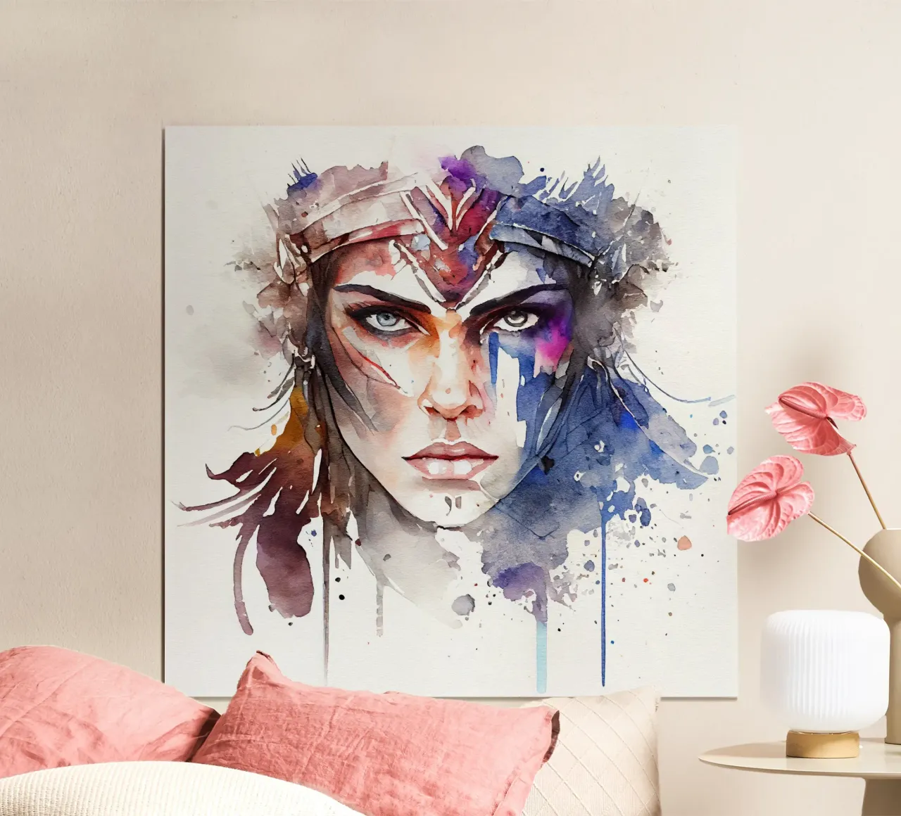 Acquerello Donna guerriera poster da Chromatic Fusion Studio