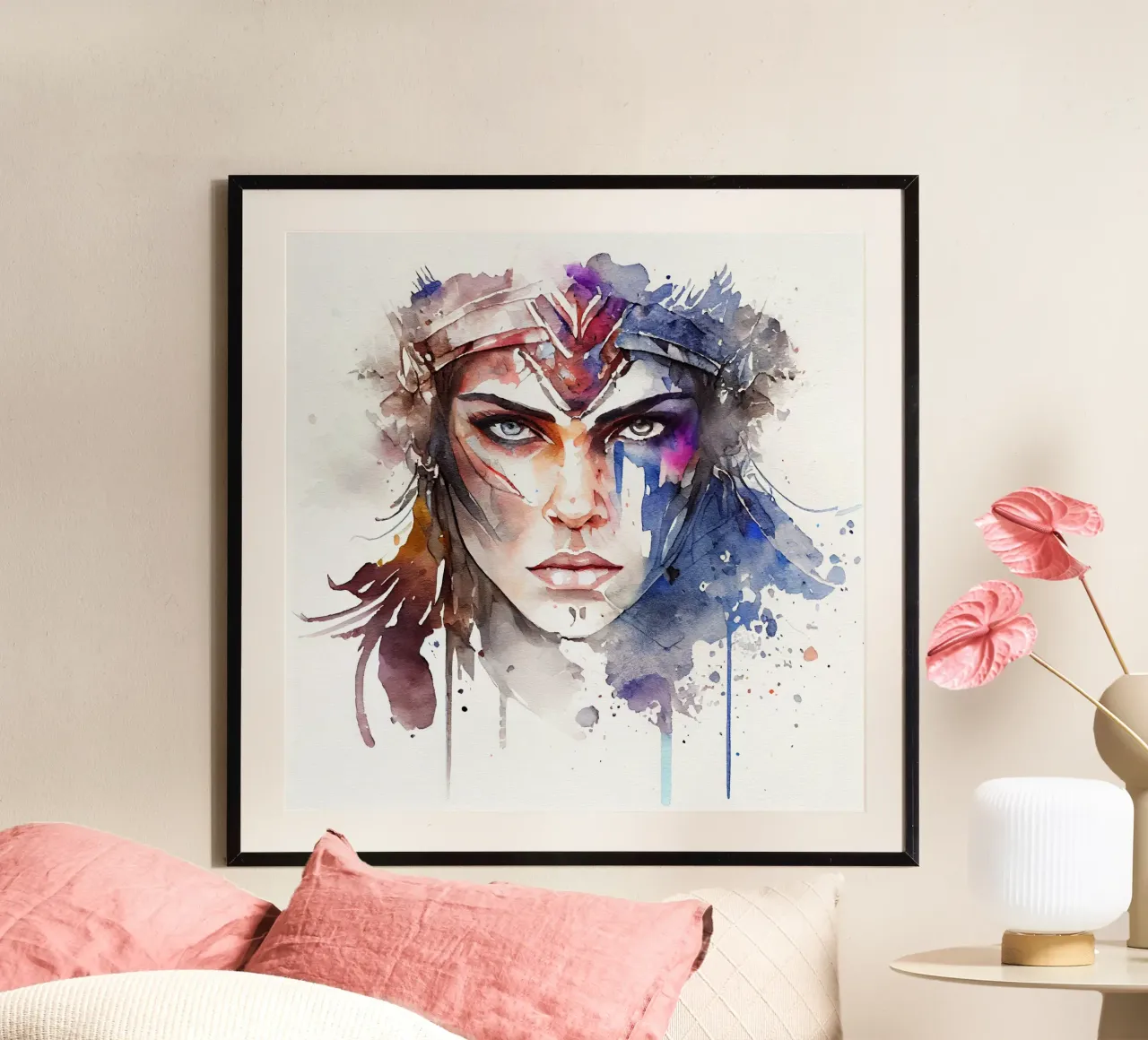 Acquerello Donna guerriera poster da Chromatic Fusion Studio