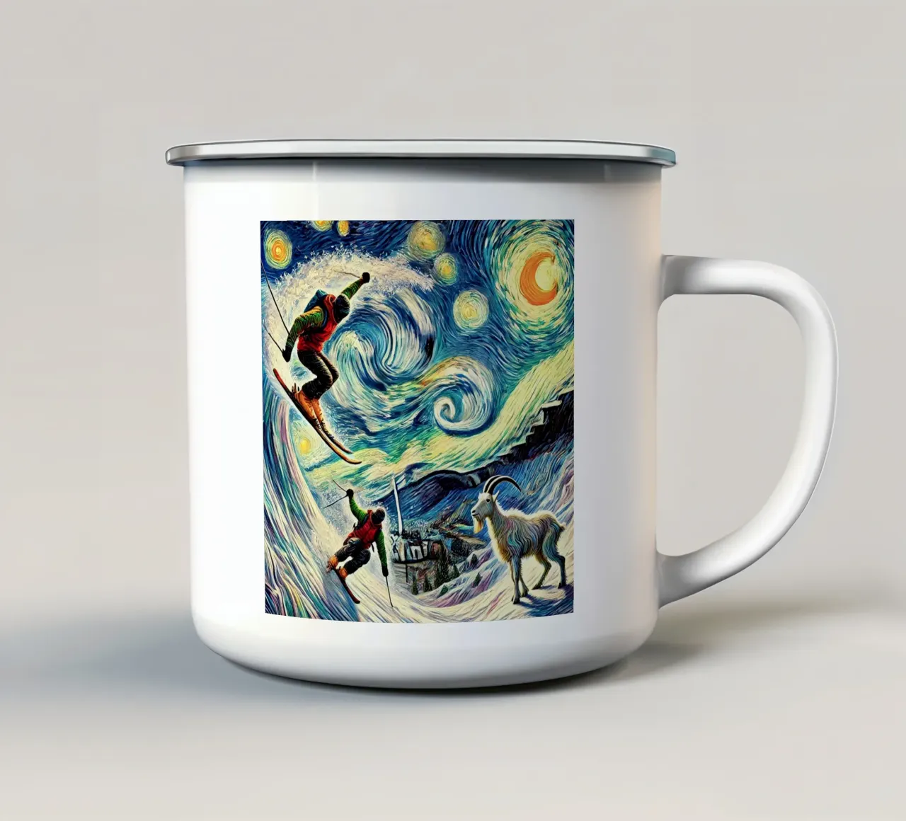 Vintage Skiing Goat G.O.A.T. tazza in smalto da Vintage Van Gogh