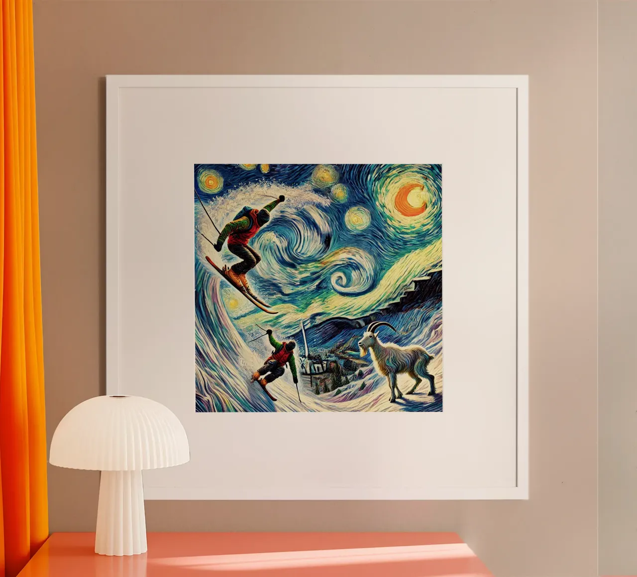 Vintage Skiing Goat G.O.A.T. poster con telaio in legno da Vintage Van Gogh