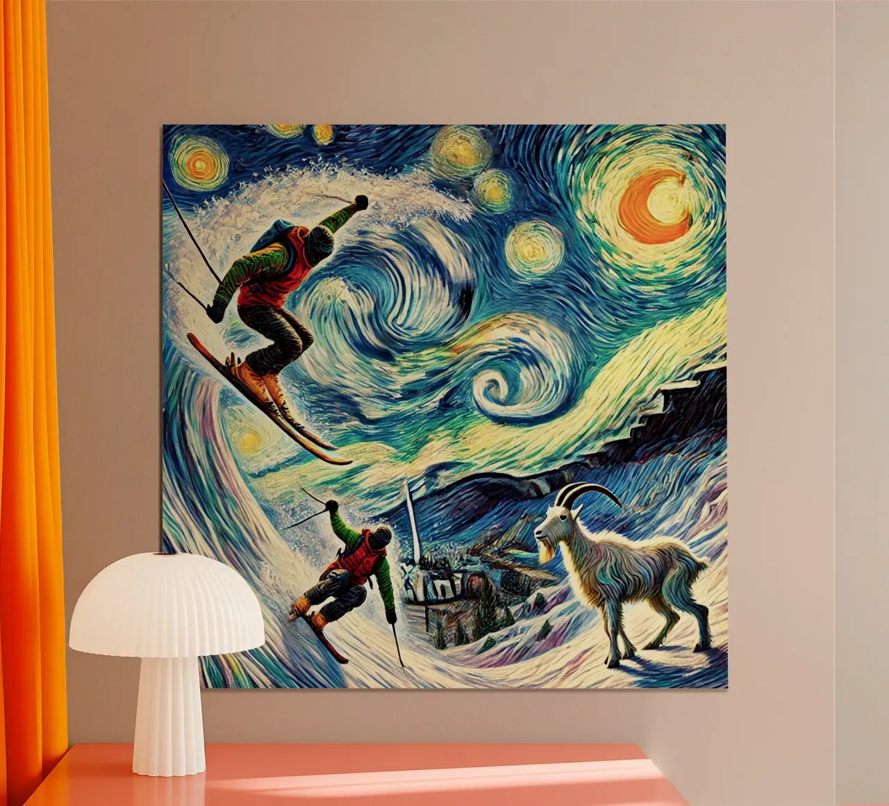 Vintage Skiing Goat G.O.A.T. poster con telaio in legno da Vintage Van Gogh