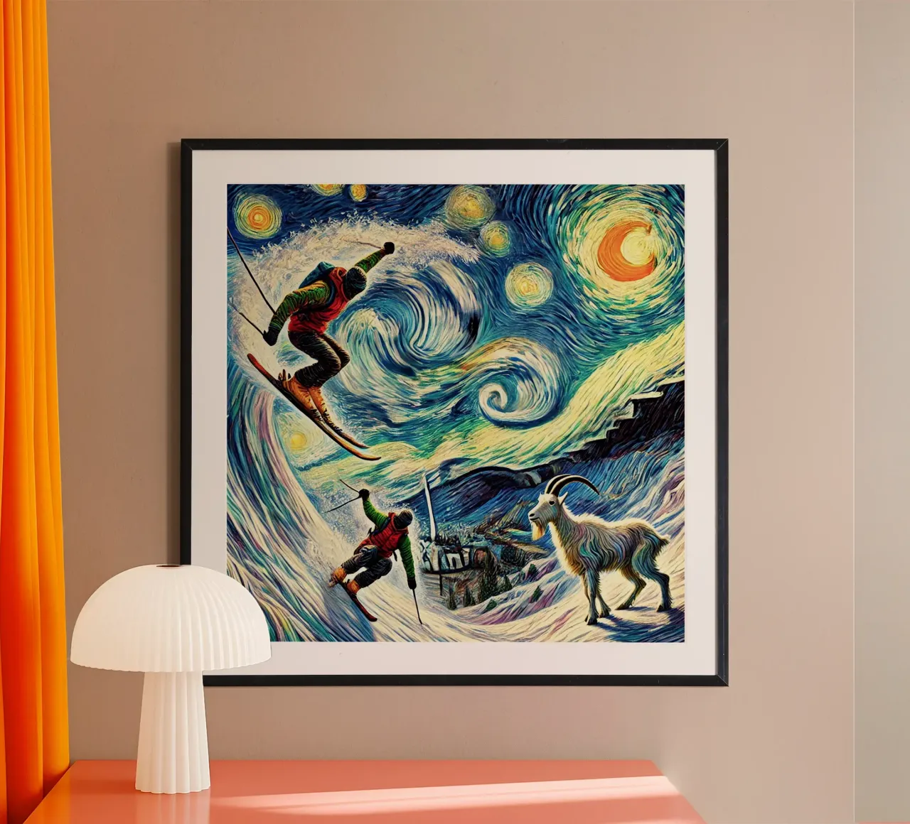 Vintage Skiing Goat G.O.A.T. poster con telaio in legno da Vintage Van Gogh