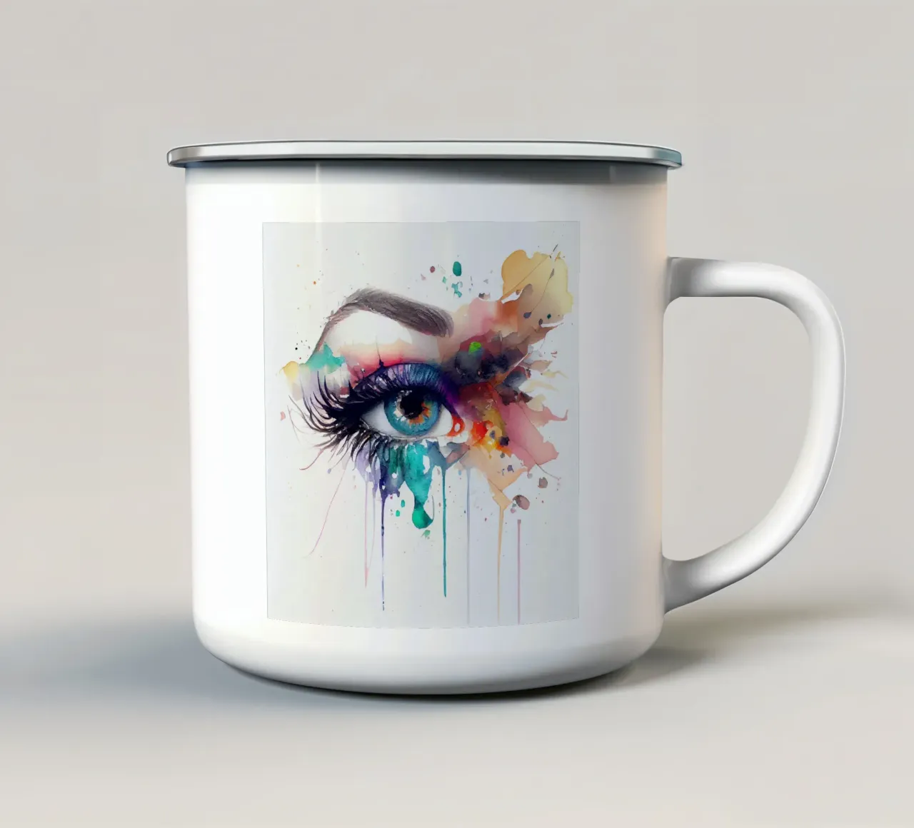 Acquerello Donna Occhio tazza in smalto da Chromatic Fusion Studio