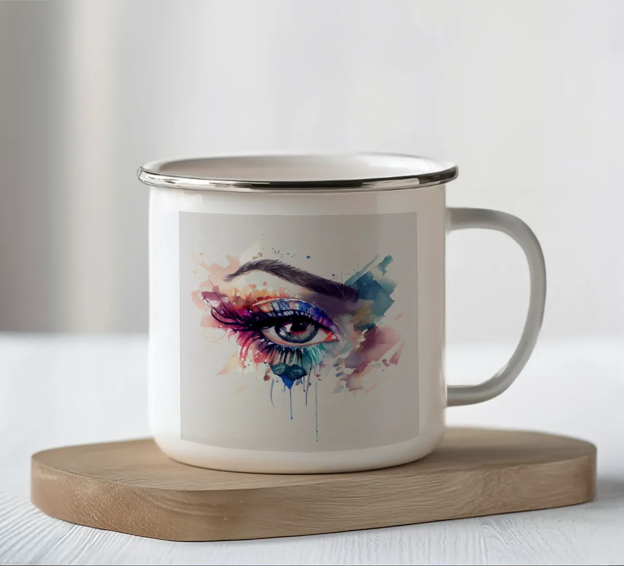 Acquerello Donna Occhio tazza in smalto da Chromatic Fusion Studio