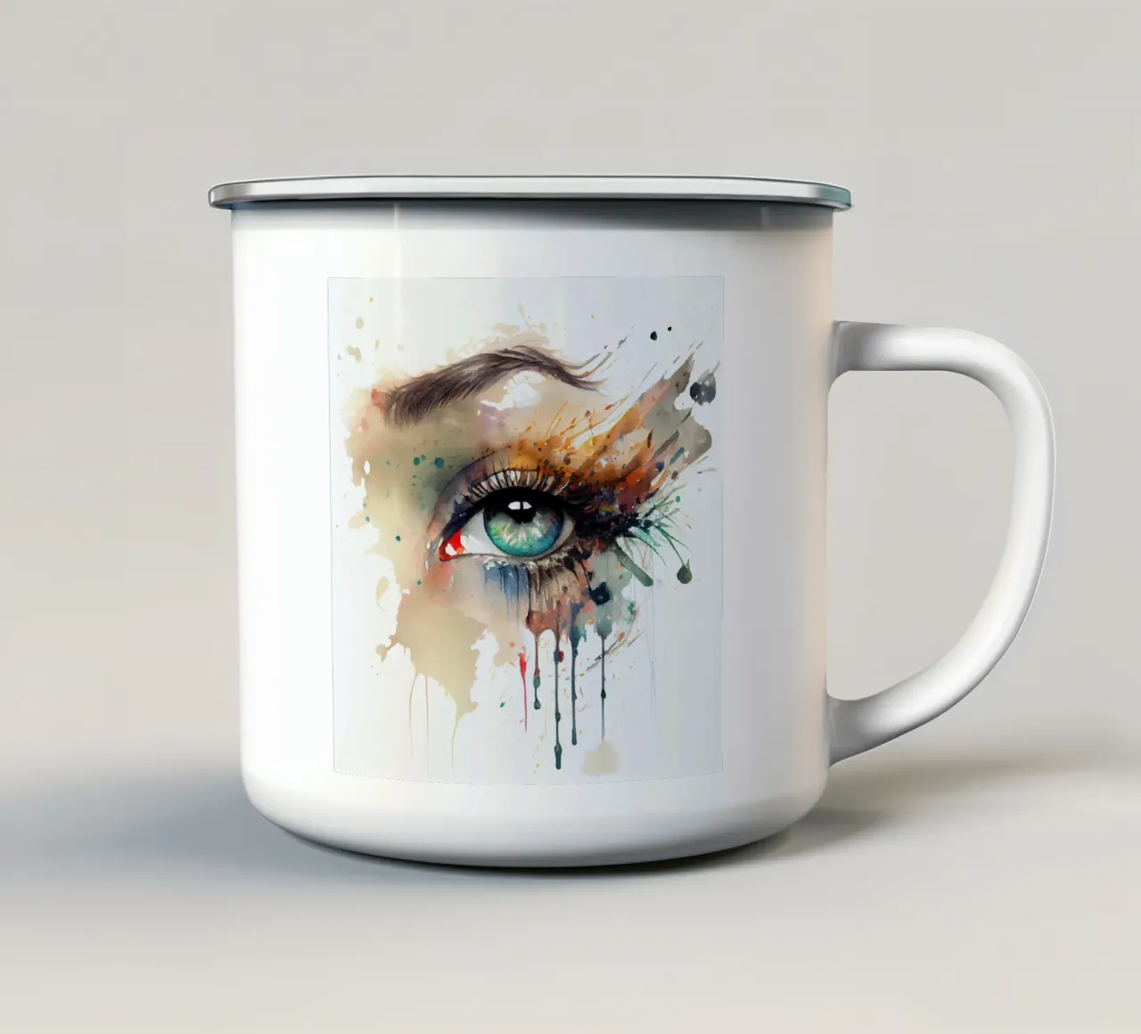 Acquerello Donna Occhio tazza in smalto da Chromatic Fusion Studio