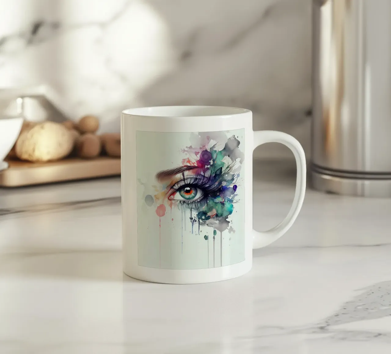Acquerello Donna Occhio tazza in ceramica da Chromatic Fusion Studio