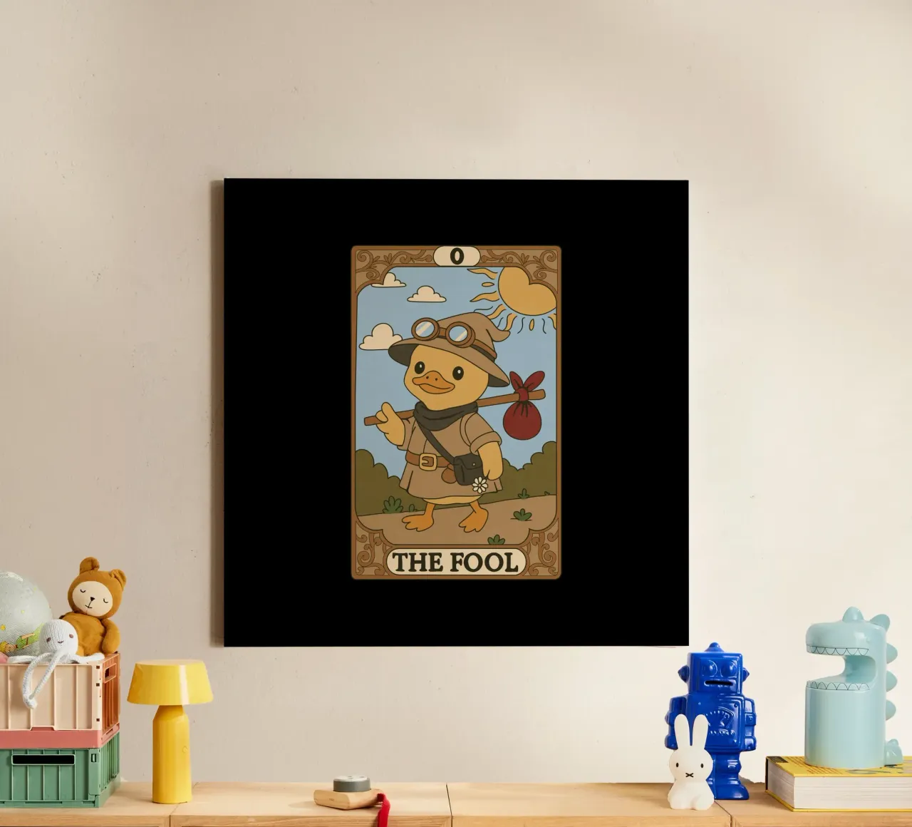Duck Tarot - The Fool canvas with Floater frame by Loobs