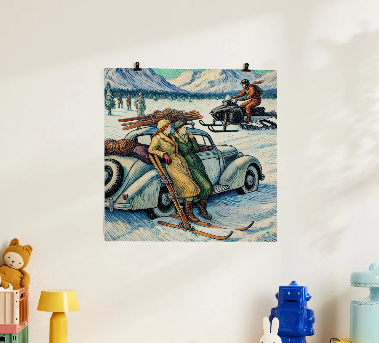 Vintage Snow-Mobile poster con telaio in alluminio da Vintage Van Gogh