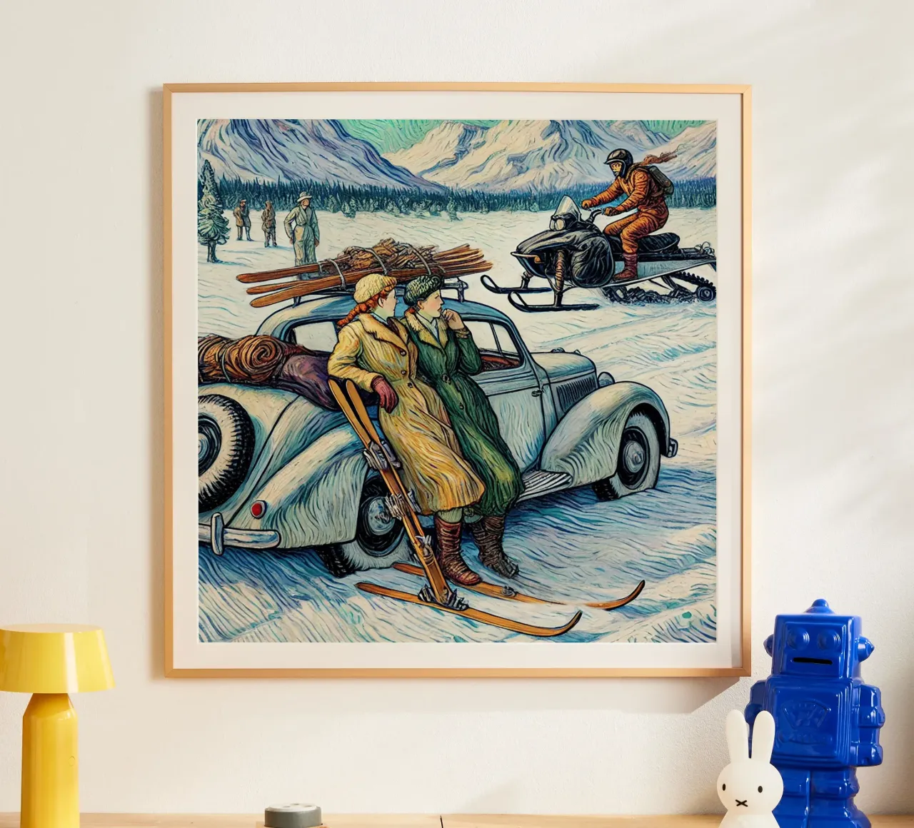 Vintage Snow-Mobile poster con telaio in alluminio da Vintage Van Gogh
