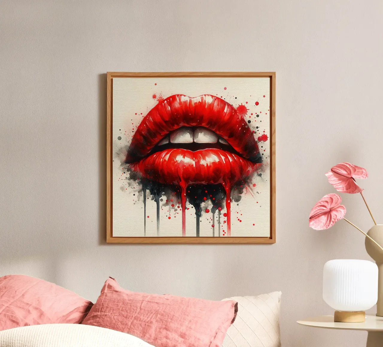 Labbra di donna acquerellate alluminio dibond da Chromatic Fusion Studio