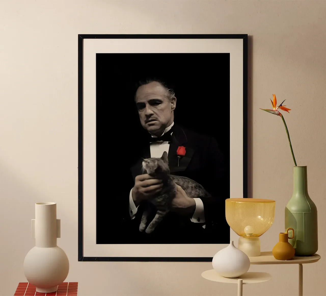 The God father poster con telaio in alluminio da Low poly art