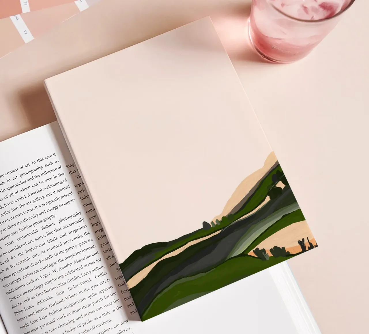 Landscape textured meadow painting Whispers Beneath the Mead notebook by mysteriouscoco