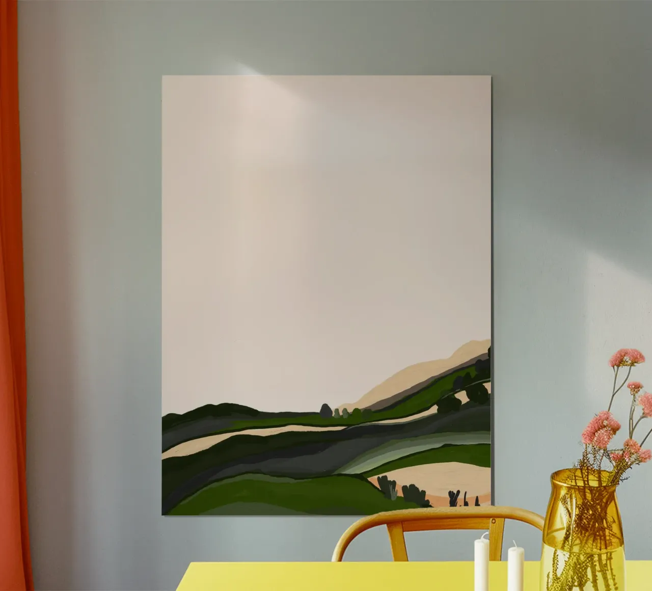 Landscape textured meadow painting Whispers Beneath the Mead poster con telaio in alluminio da mysteriouscoco