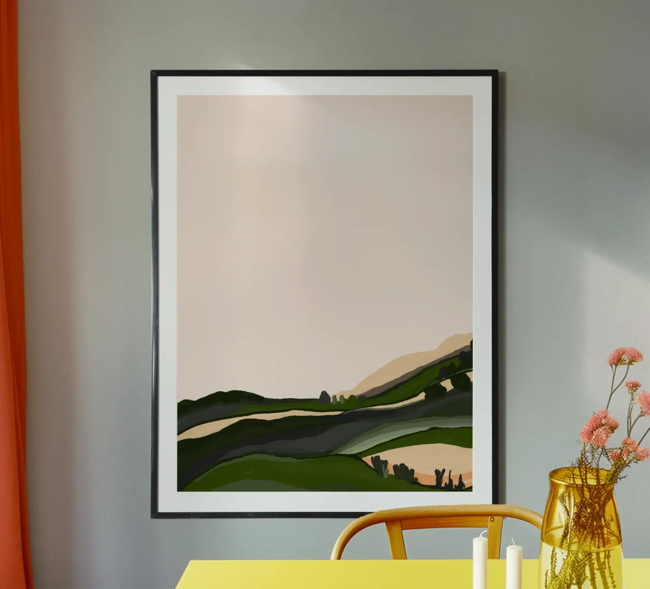Landscape textured meadow painting Whispers Beneath the Mead poster con telaio in alluminio da mysteriouscoco