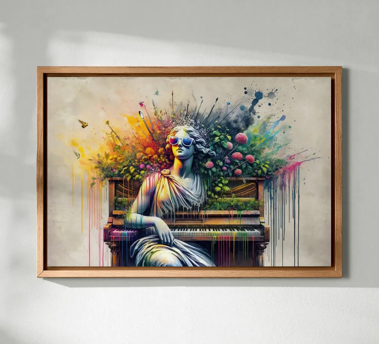 Classical Muse in Modern Hues Defying Norms canvas with Floater frame by Chromatic Fusion Studio