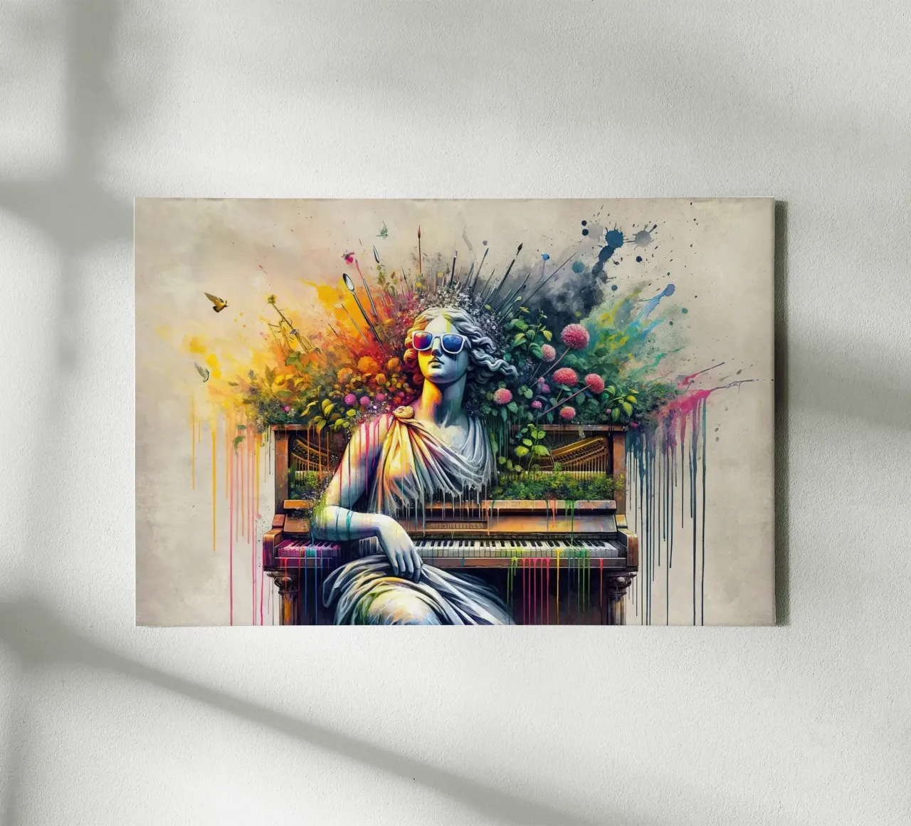 Classical Muse in Modern Hues Defying Norms canvas with Floater frame by Chromatic Fusion Studio