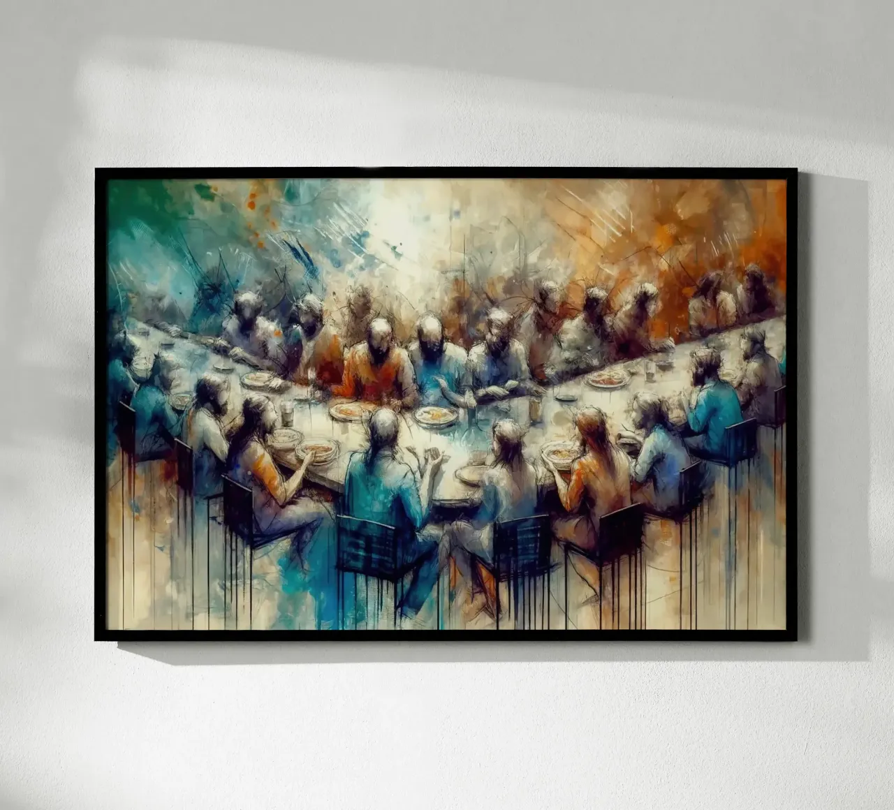 Legami comunitari in una festa astratta ad acquerello poster con telaio in alluminio da Chromatic Fusion Studio