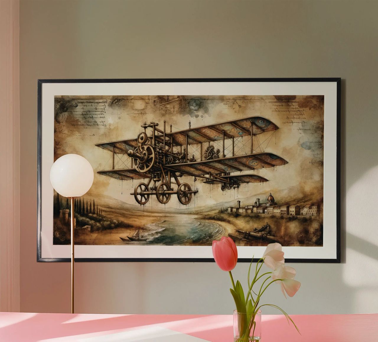 Da Vinci Style Airplane poster by Chromatic Fusion Studio