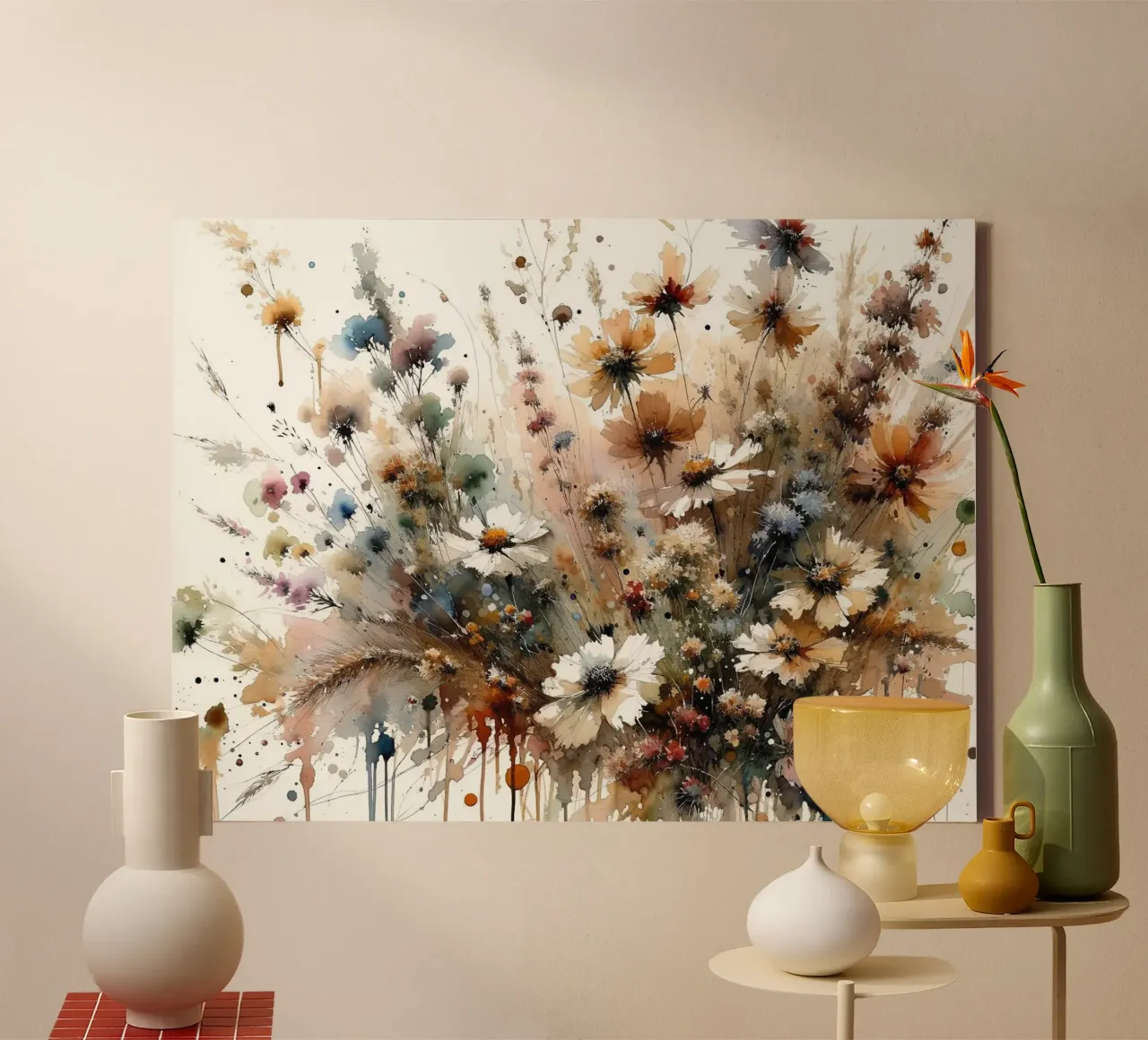 Daisy Meadow Vibes canvas by Chromatic Fusion Studio
