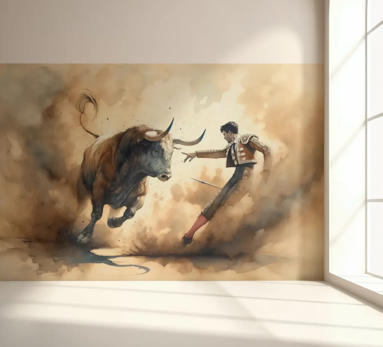 Dramatic Confrontation in Dusty Arena photo wallpaper by Chromatic Fusion Studio