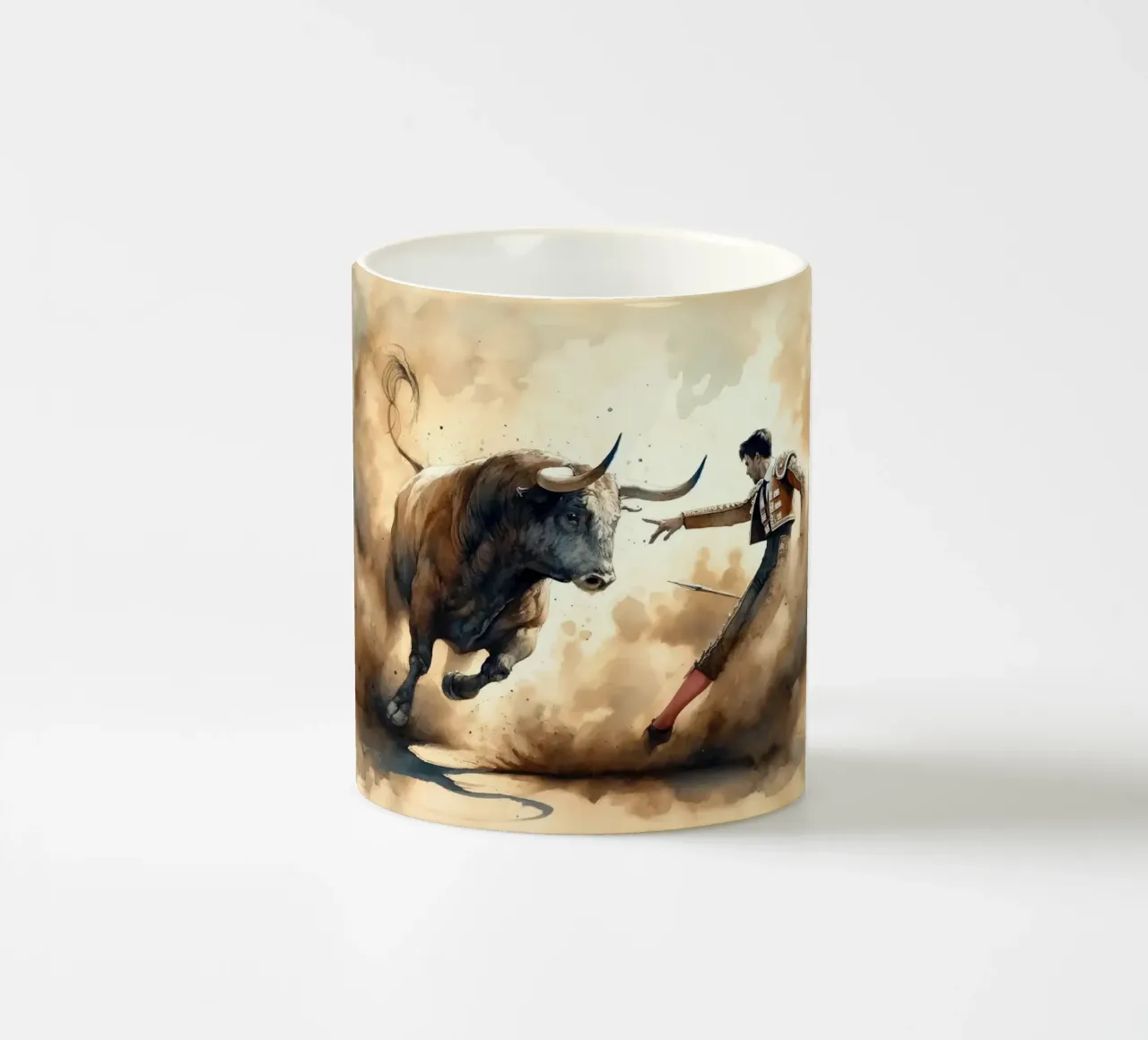 Drammatico confronto in un'arena polverosa tazza in ceramica da Chromatic Fusion Studio