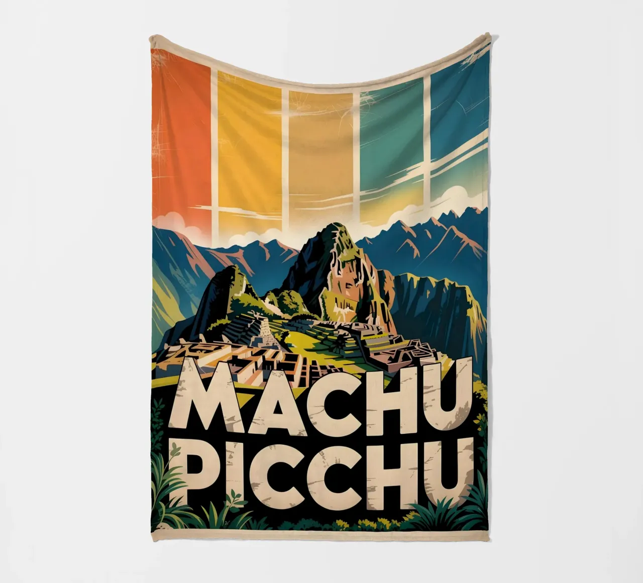 Machu Picchu coperta in pile da Vintage Travel Art