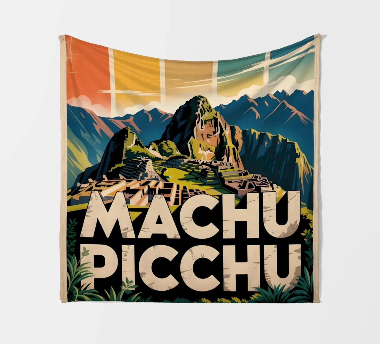 Machu Picchu coperta in pile da Vintage Travel Art