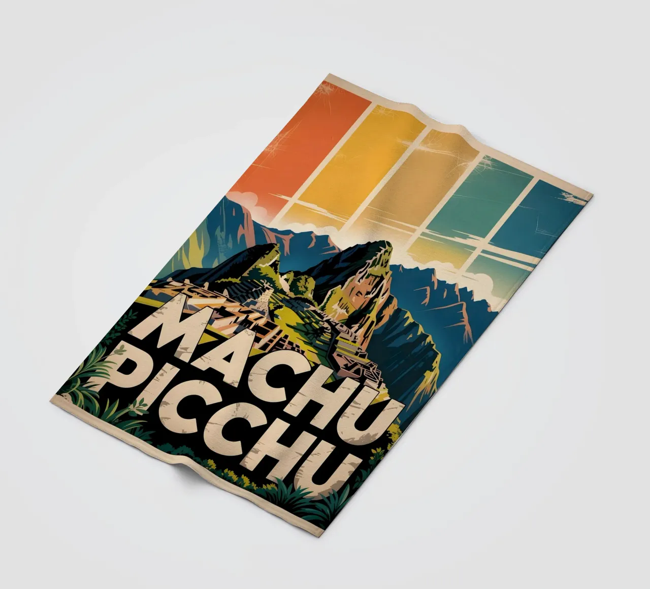 Machu Picchu coperta in pile da Vintage Travel Art