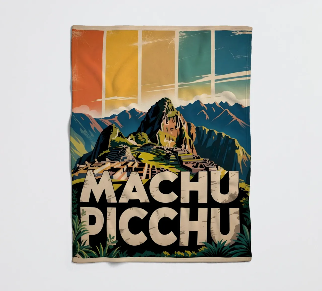 Machu Picchu coperta in pile da Vintage Travel Art