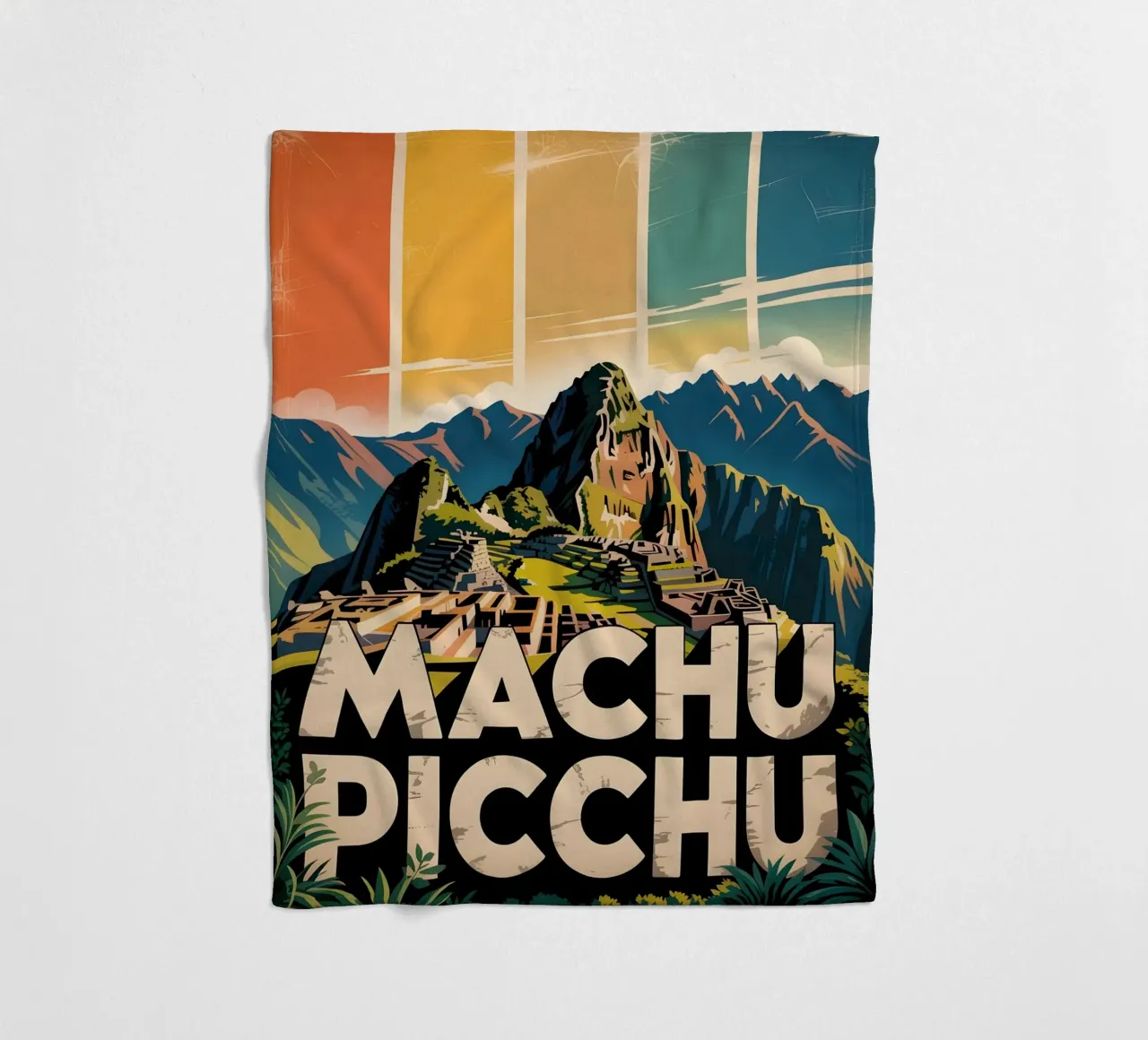 Machu Picchu coperta in pile da Vintage Travel Art