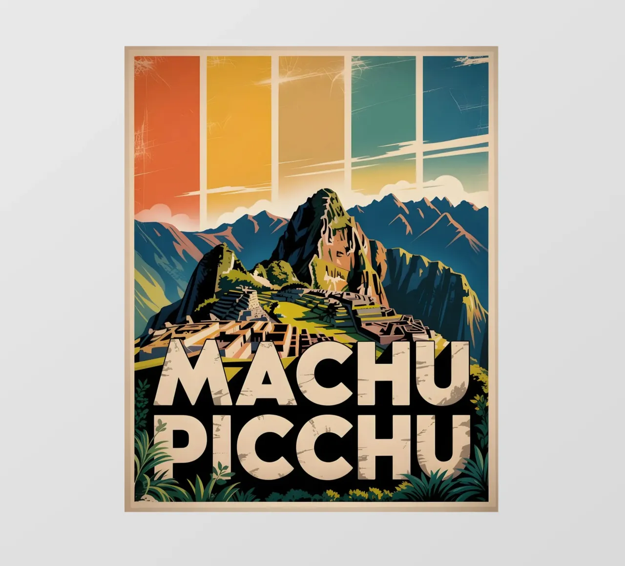 Machu Picchu pellicola backlit da Vintage Travel Art