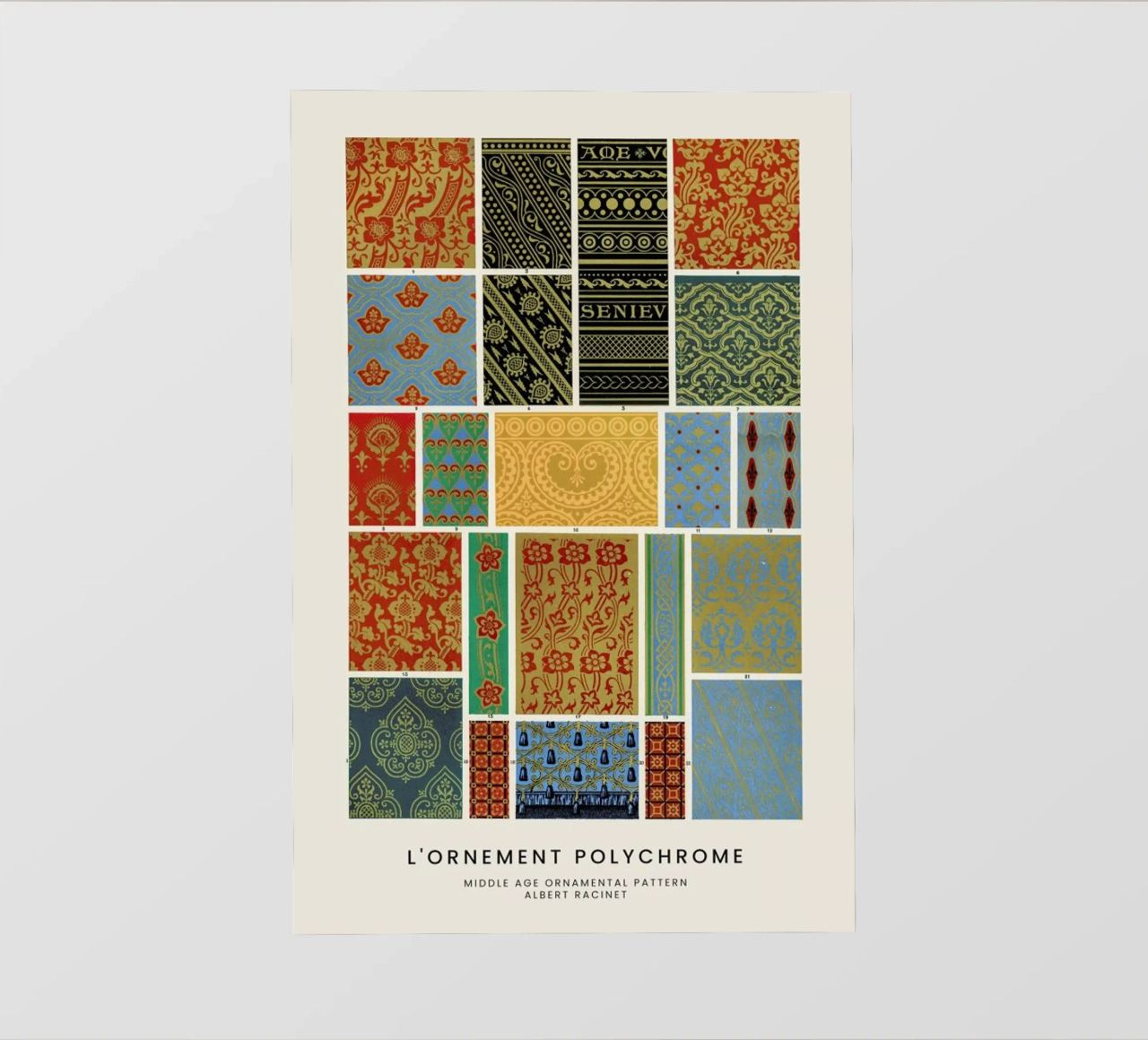 Racinet -  Medieval  Ornamental Pattern III lámina retroiluminada de Vintage by JUNIQE