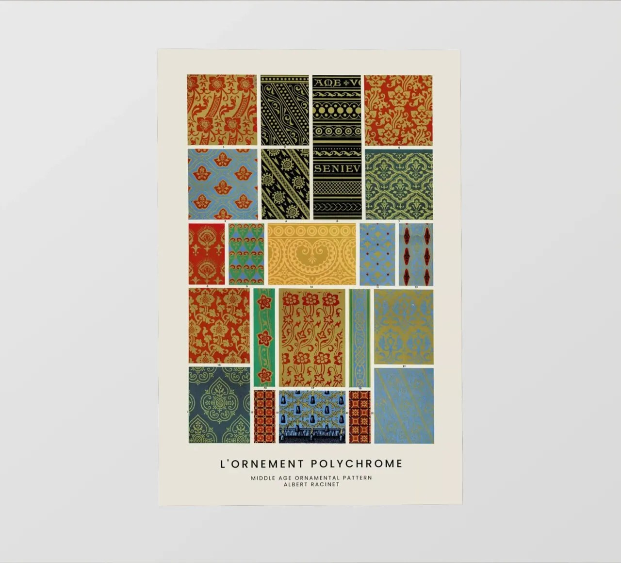 Racinet -  Medieval  Ornamental Pattern III pellicola backlit da Vintage by JUNIQE