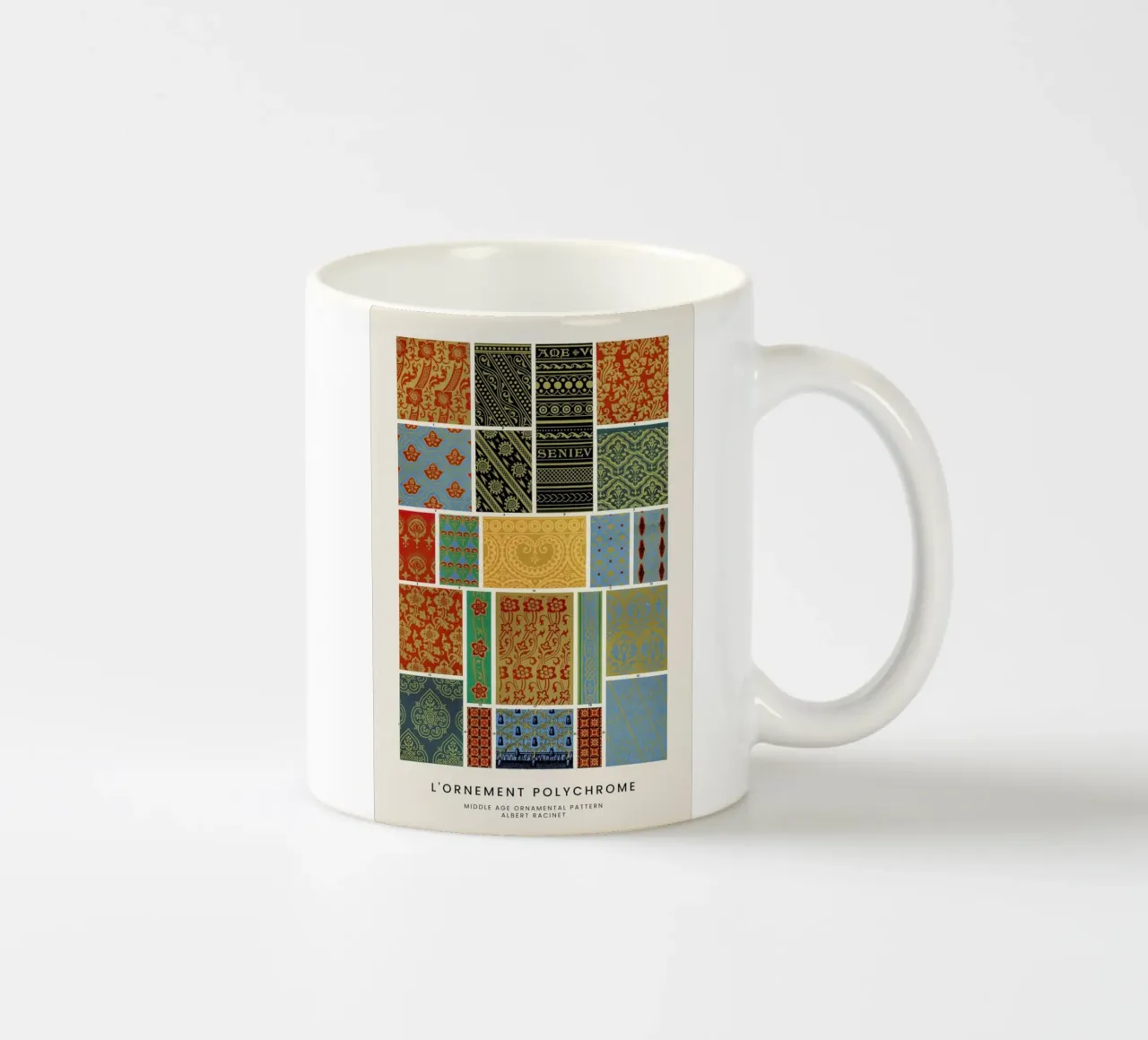 Racinet -  Medieval  Ornamental Pattern III taza de cerámica de Vintage by JUNIQE