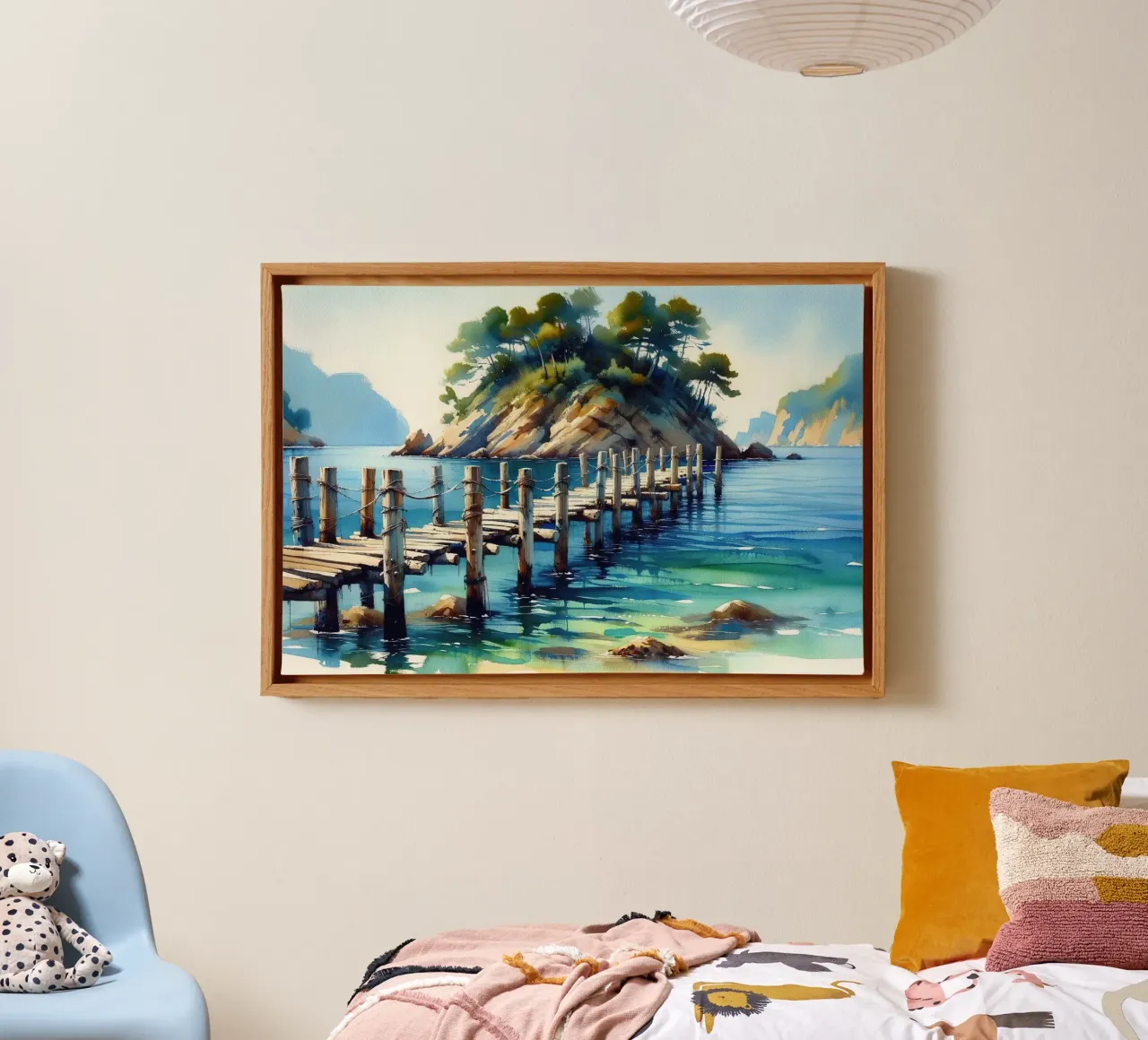Dromerige eilandontsnapping canvas met Baklijst van Chromatic Fusion Studio
