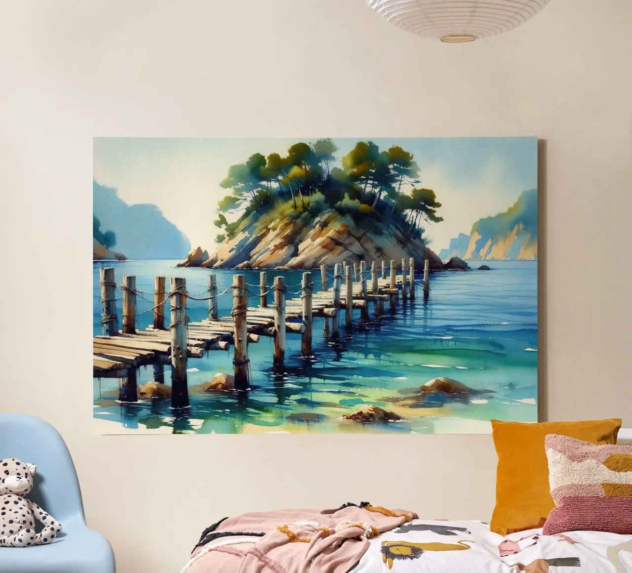 Dromerige eilandontsnapping canvas met Baklijst van Chromatic Fusion Studio
