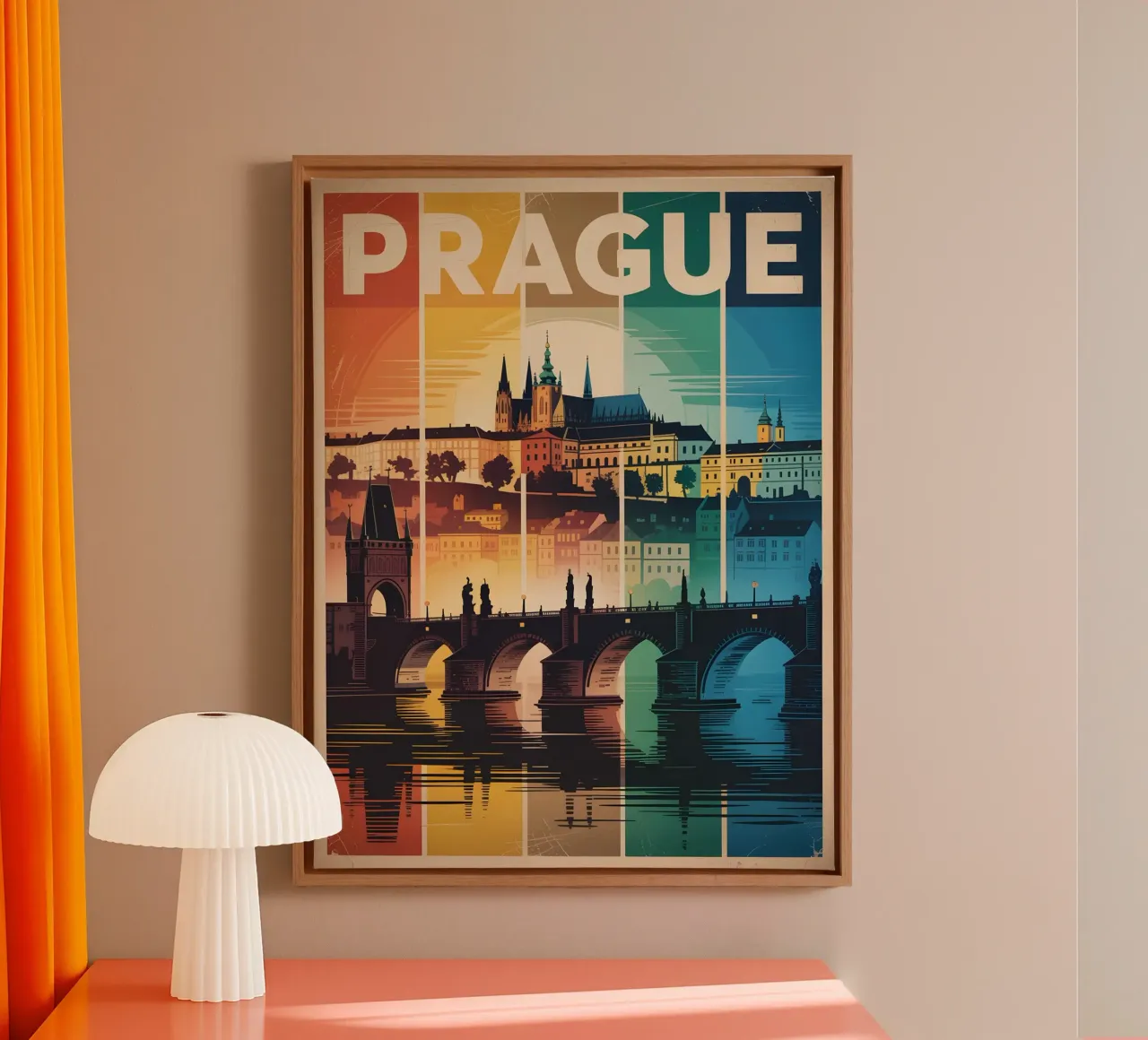 Prag vintage Kunst tela con Cornice a cassetta da Vintage Travel Art