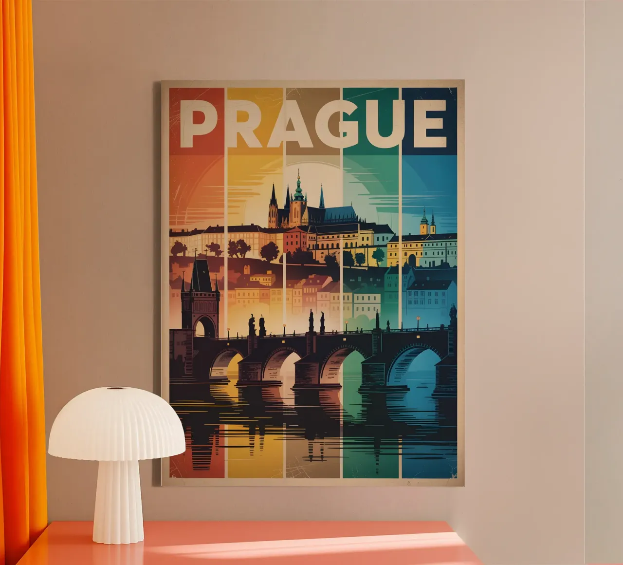Prag vintage Kunst tela con Cornice a cassetta da Vintage Travel Art