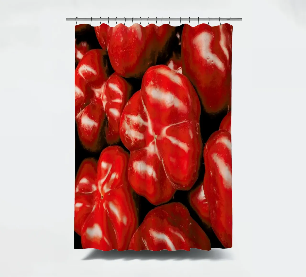 Paprika Love shower curtain by Sebastian Hilgetag
