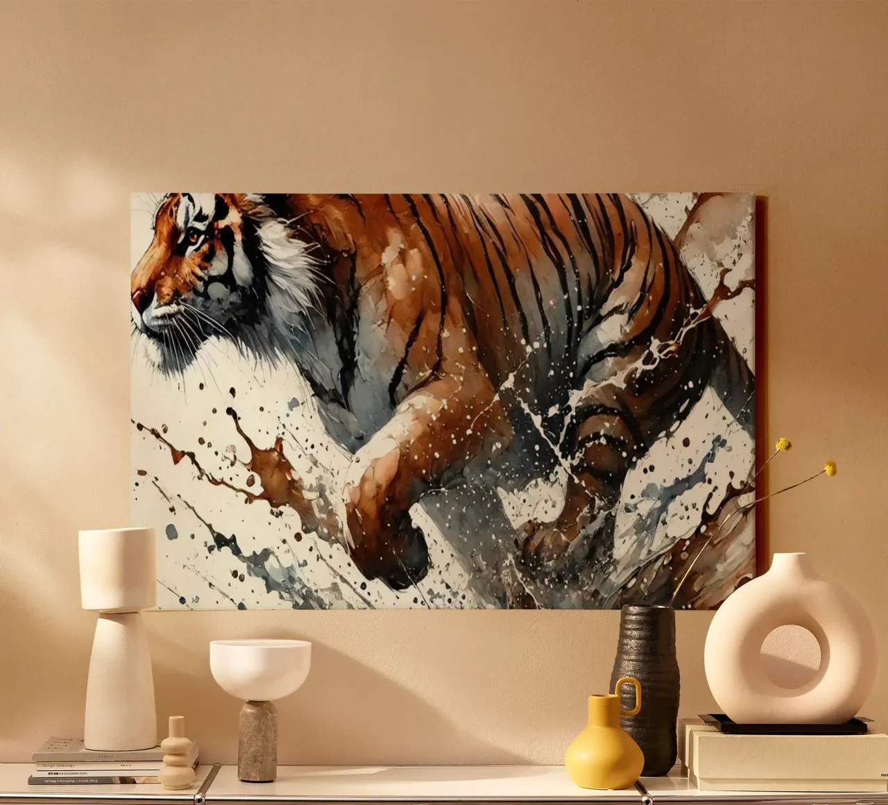 Dynamic Tiger in Motion canvas by Chromatic Fusion Studio