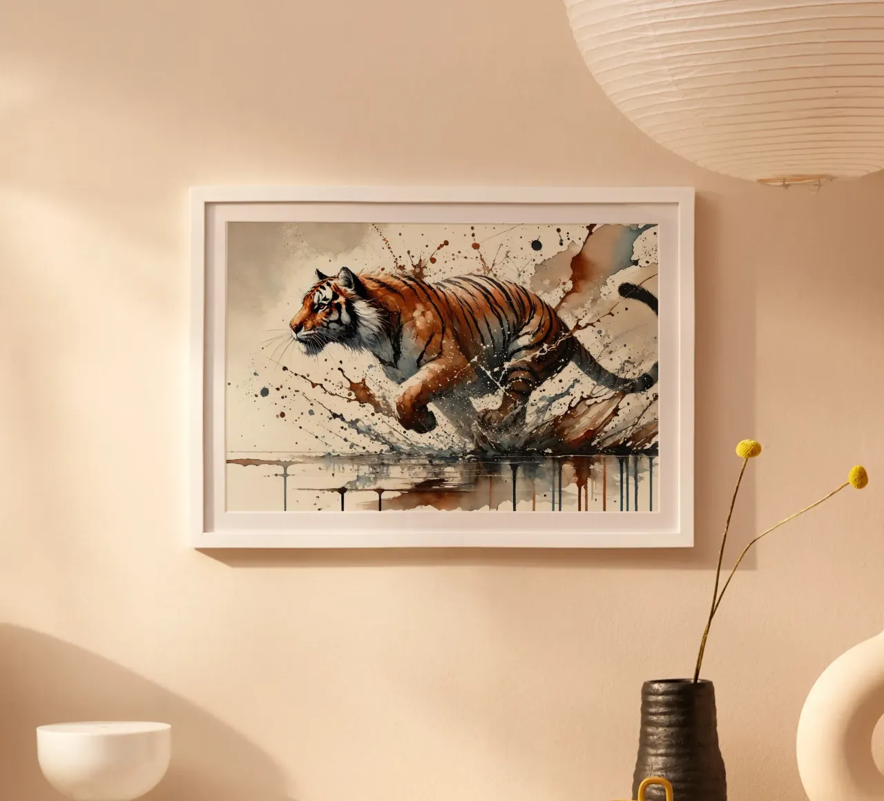 Dynamischer Tiger in Bewegung Hahnemühle von Chromatic Fusion Studio