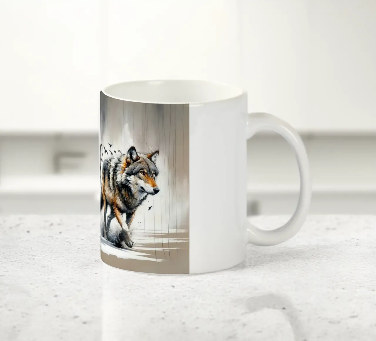 Espressione dinamica del lupo tazza in ceramica da Chromatic Fusion Studio