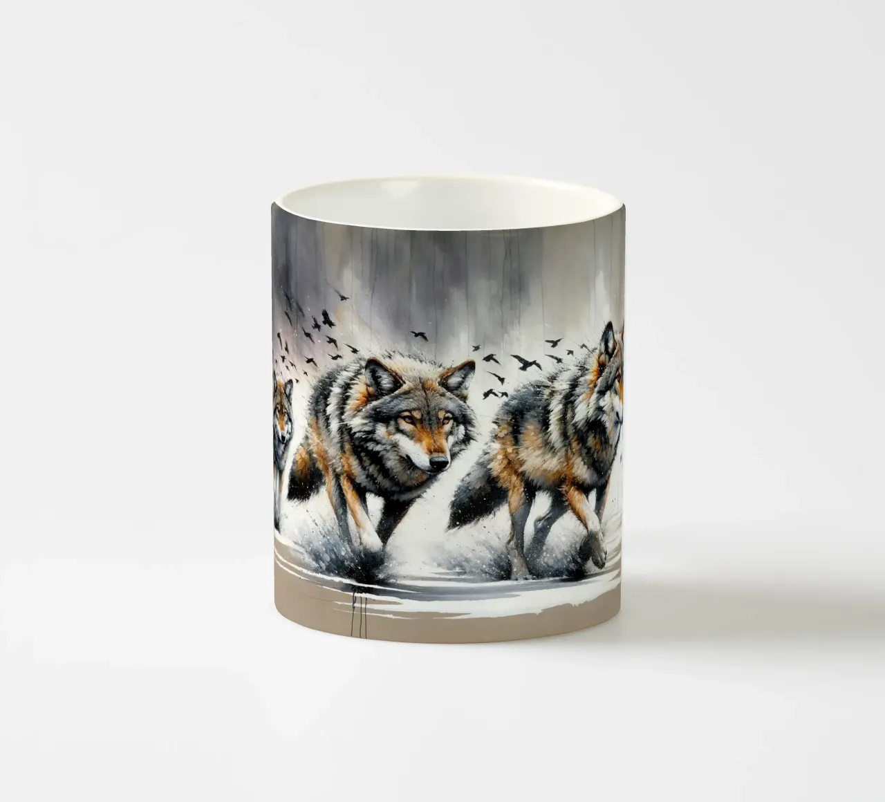 Espressione dinamica del lupo tazza in ceramica da Chromatic Fusion Studio