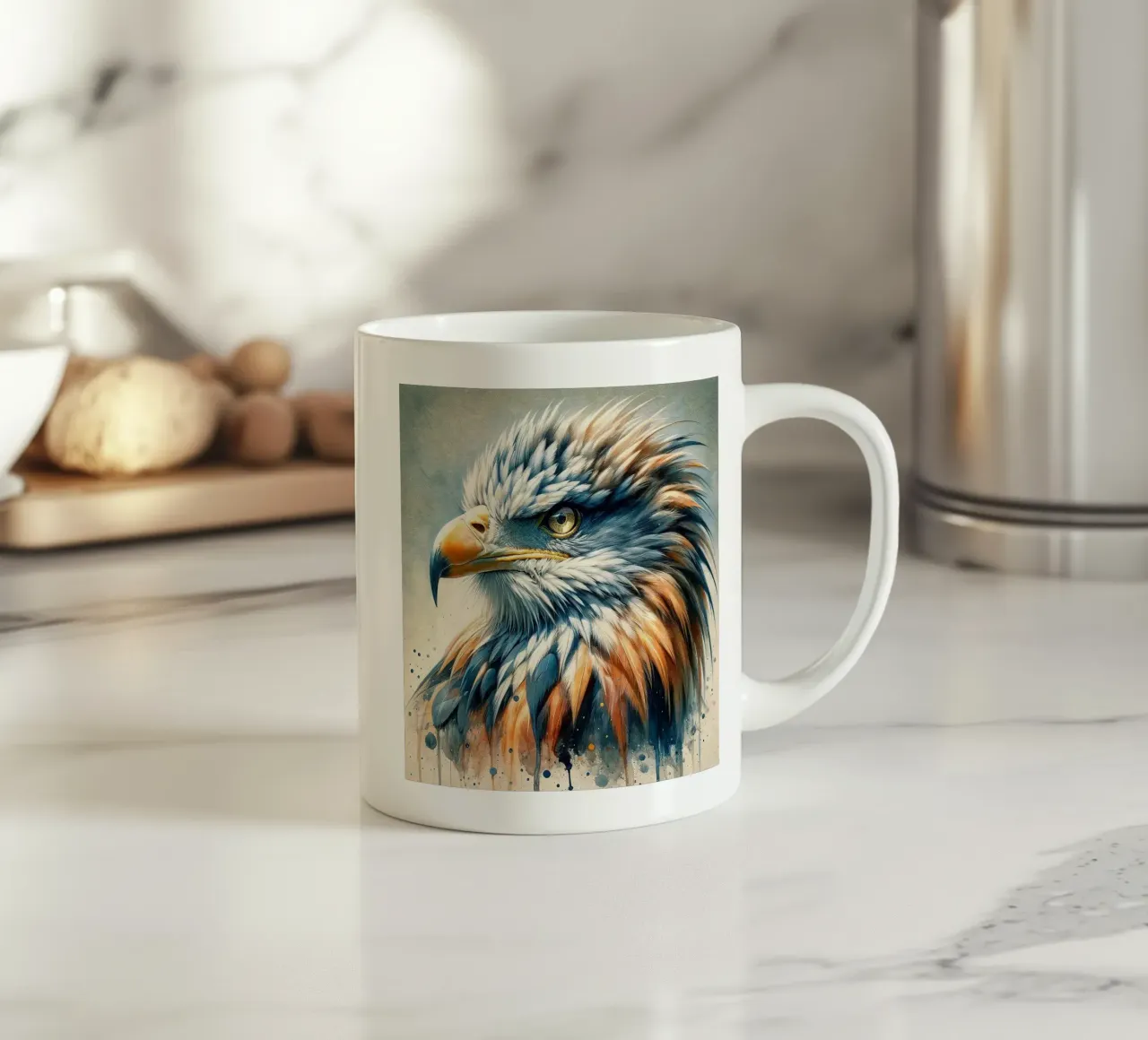 Aquila dalle splendide piume tazza in ceramica da Chromatic Fusion Studio