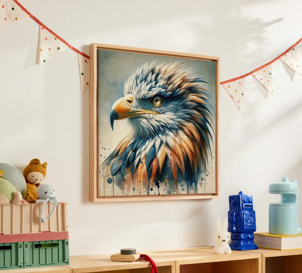 Eagle of Splendid Feathers canvas with Floater frame by Chromatic Fusion Studio