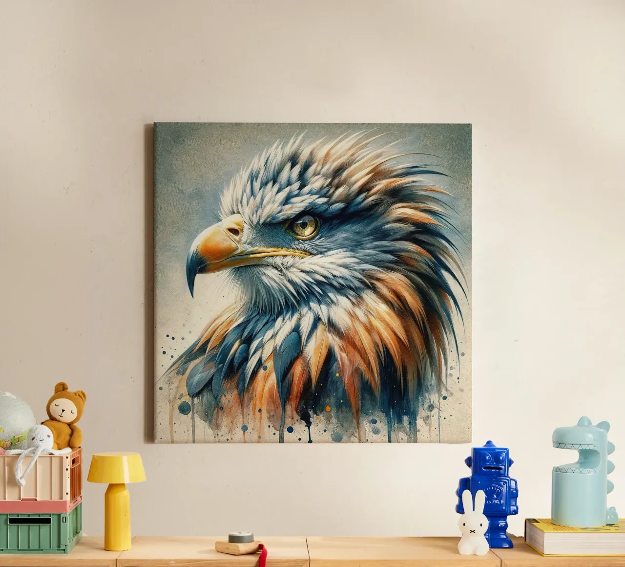 Eagle of Splendid Feathers canvas with Floater frame by Chromatic Fusion Studio