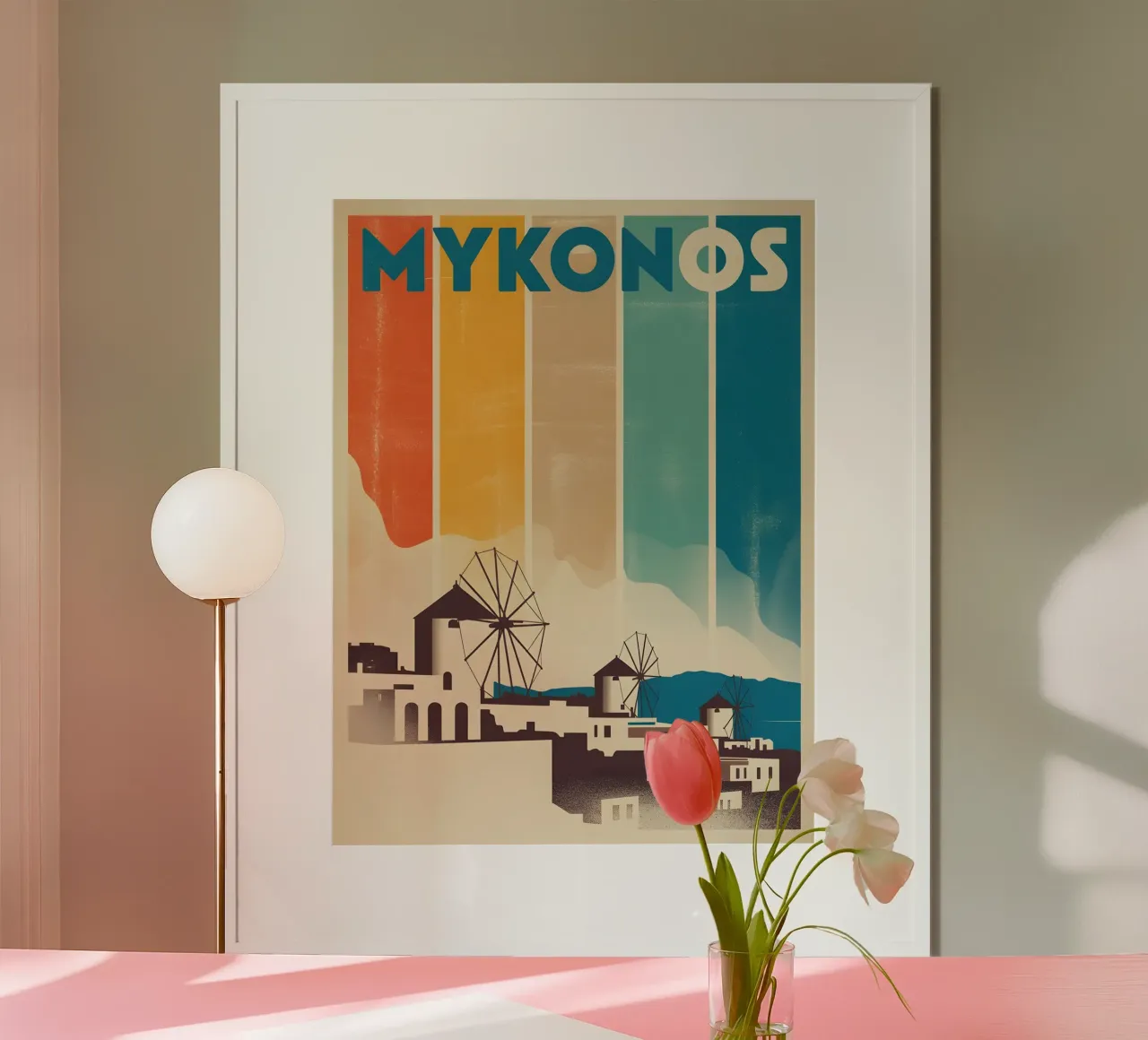 Mykonos vintage Reiseposter poster con telaio in plastica da Vintage Travel Art